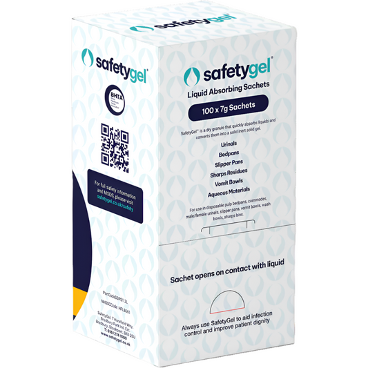 SafetyGel Super Absorbent Fast-Acting Sachets - 1.2 Litre Absorption Box of 100